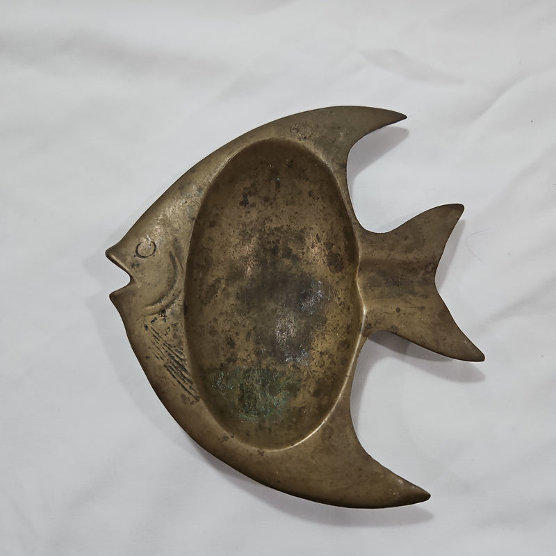 Vintage Brass Angel Fish Trinket Tray