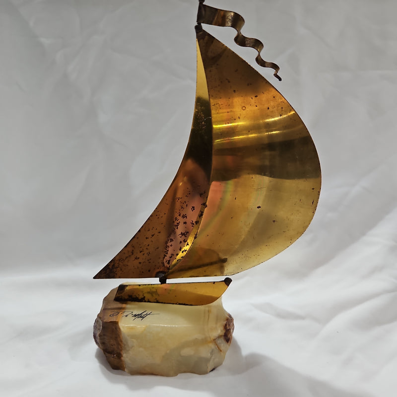 John Demott Vintage Brass Sailboat Sculpture