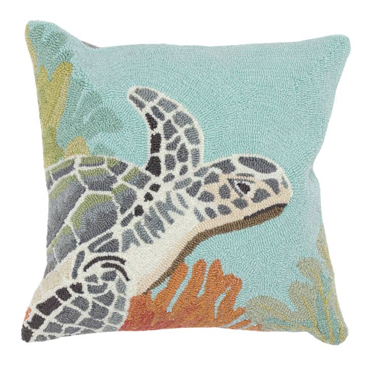 Turtle Indoor/Outdoor Pillow Ocean  18" x 18"