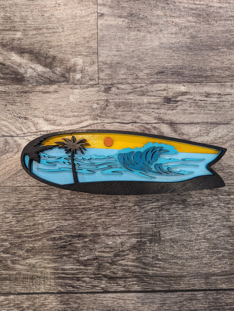 Medium Multi Layer Wood Wall Art - SURFBOARD