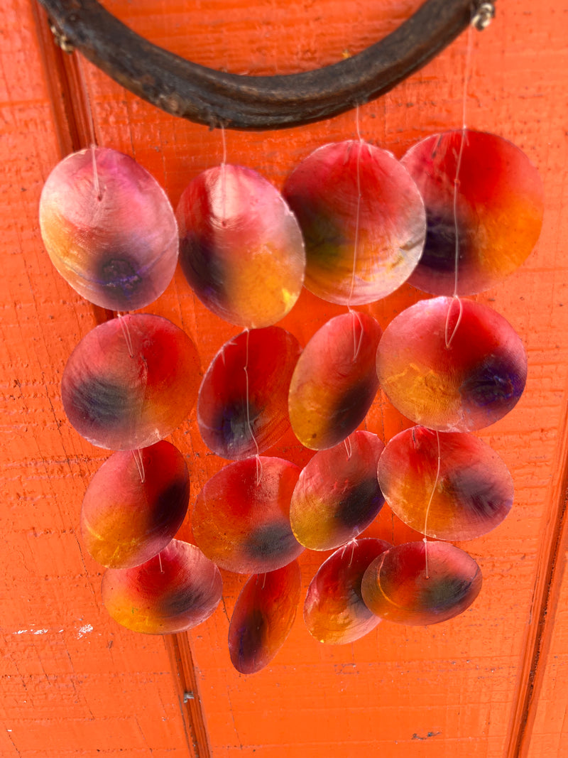 Multicolored Capiz Shell Drop- Sunset or Peacock Colors
