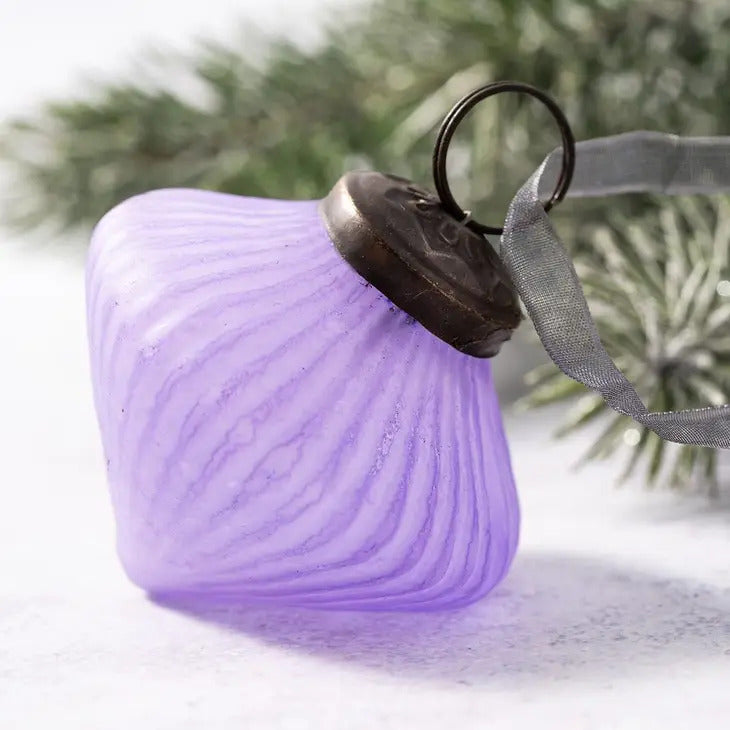 2" Medium Lavender Frosted Glass Kite Shape Ornament