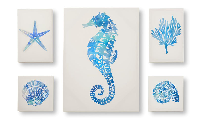 Seahorse & Seashell Canvas Wall Prints - 5 Options