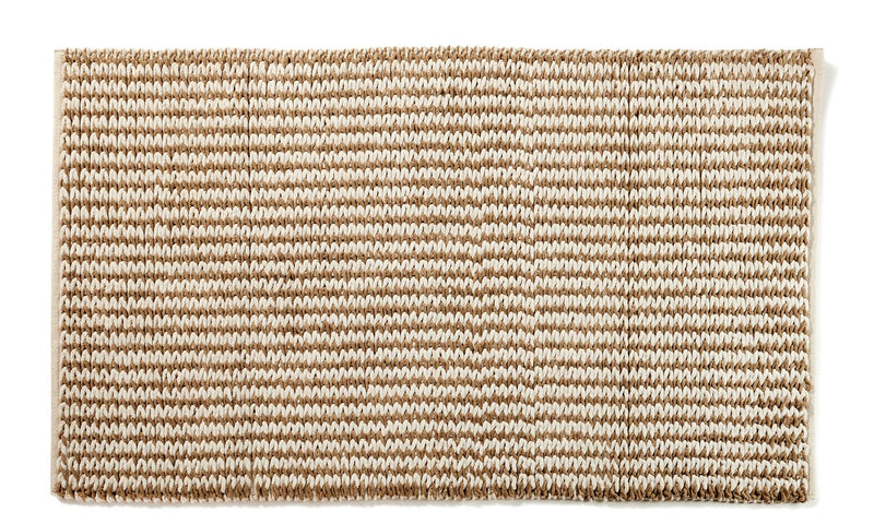 Handwoven Tan & White Striped Rug - Two Sizes