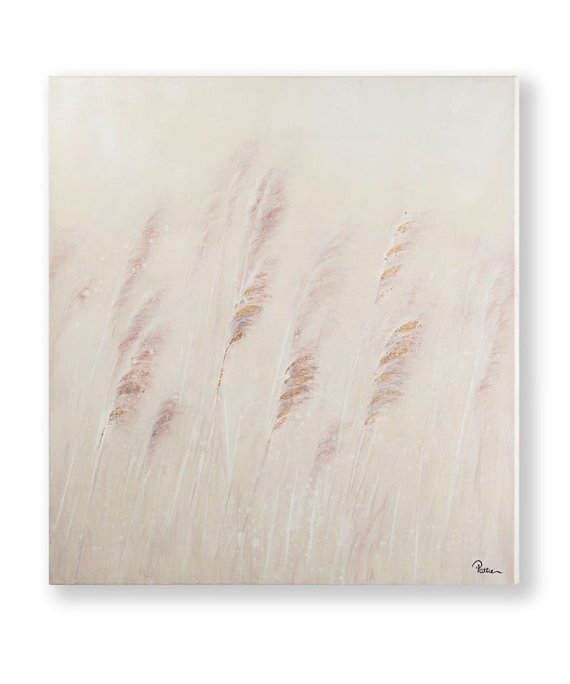 Cream and Pink Pampas Grass Wall Print