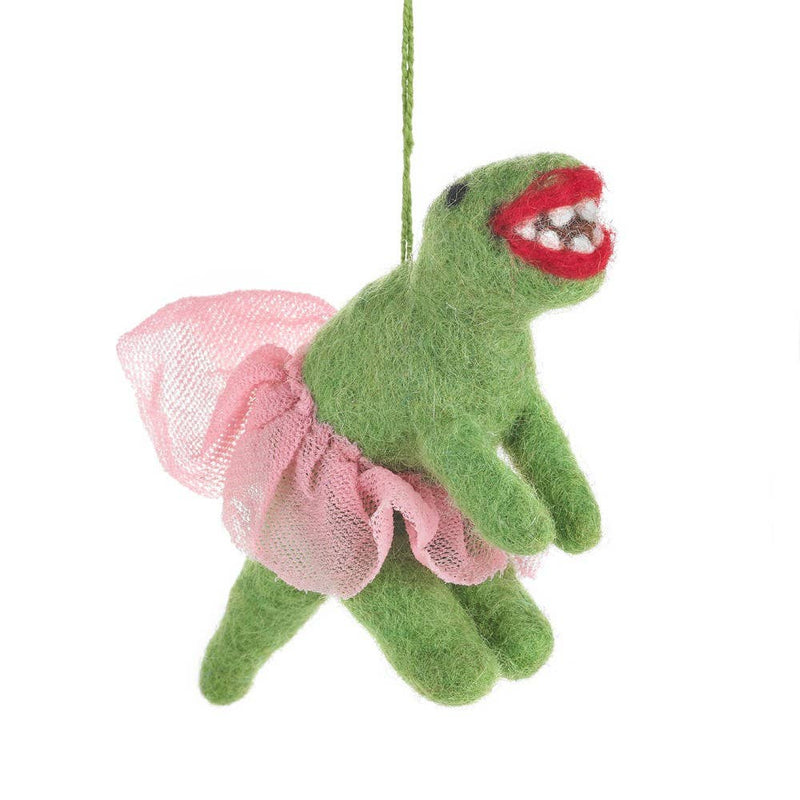 Handmade Felt Ornament -  Ballerina Dinosaur