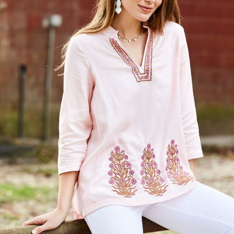 Everleigh Tunic - Woodblock Floral Embroidery