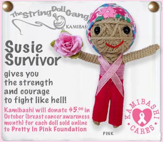 Susie Survivor- Inspirational String Breast Cancer Awareness Doll Keychain