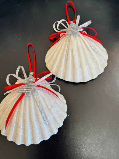 Handmade Sand Dollar Ornament With Silver Christmas Tree