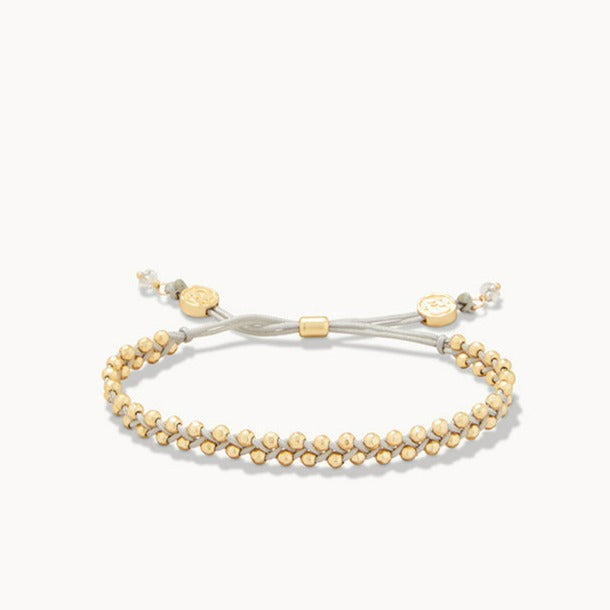 Friendship Bracelet Sage/Gold Beads & Gray/Gold Beads