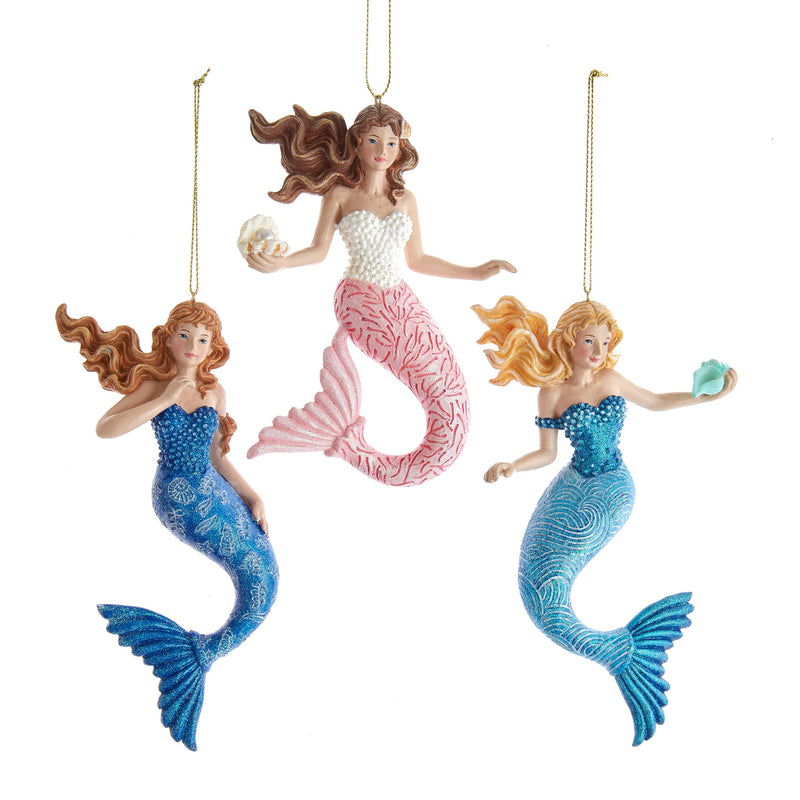 Mermaid With Ocean Pattern Ornaments