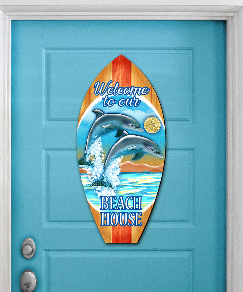 Dolphins Surfboard Wall Door Hanger G.DeBrekht