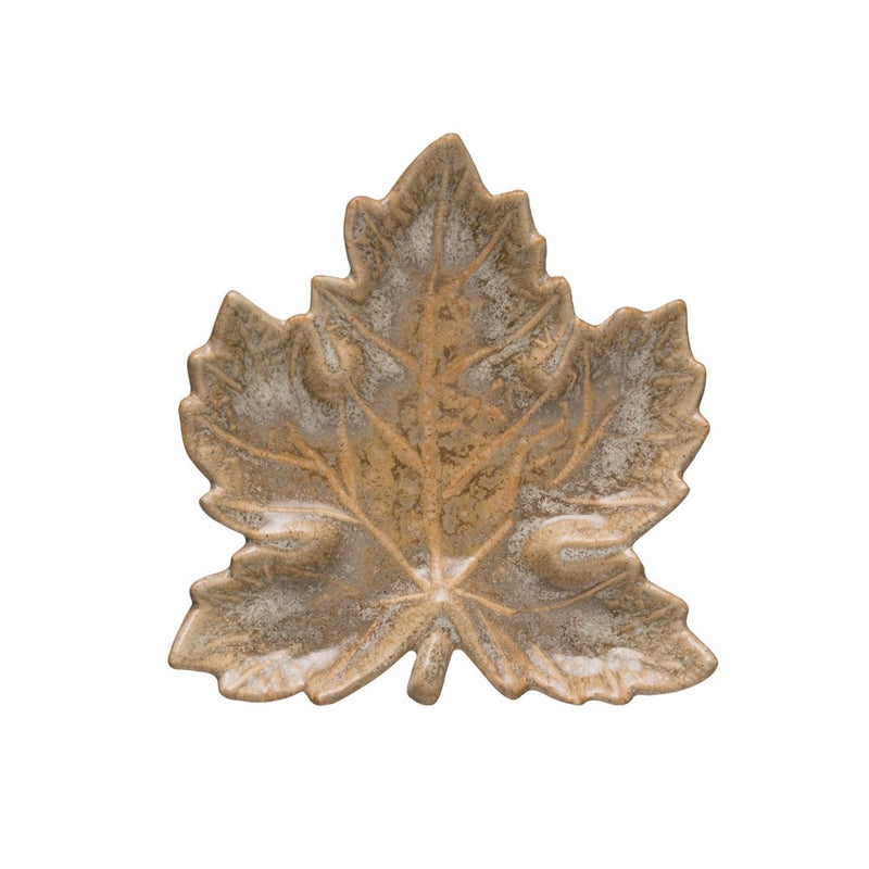 Leaf Dish, Reactive Glaze, Brown (Each One Will Vary)