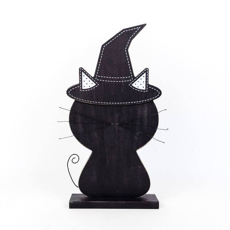 Adams & Co Black Cat with Witch Hat wooden cutout