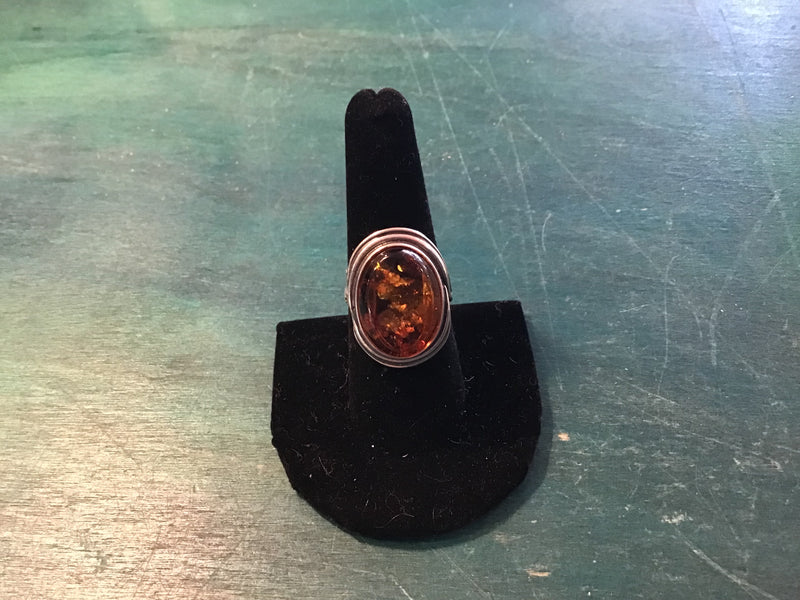 Oval Amber Statement Ring
