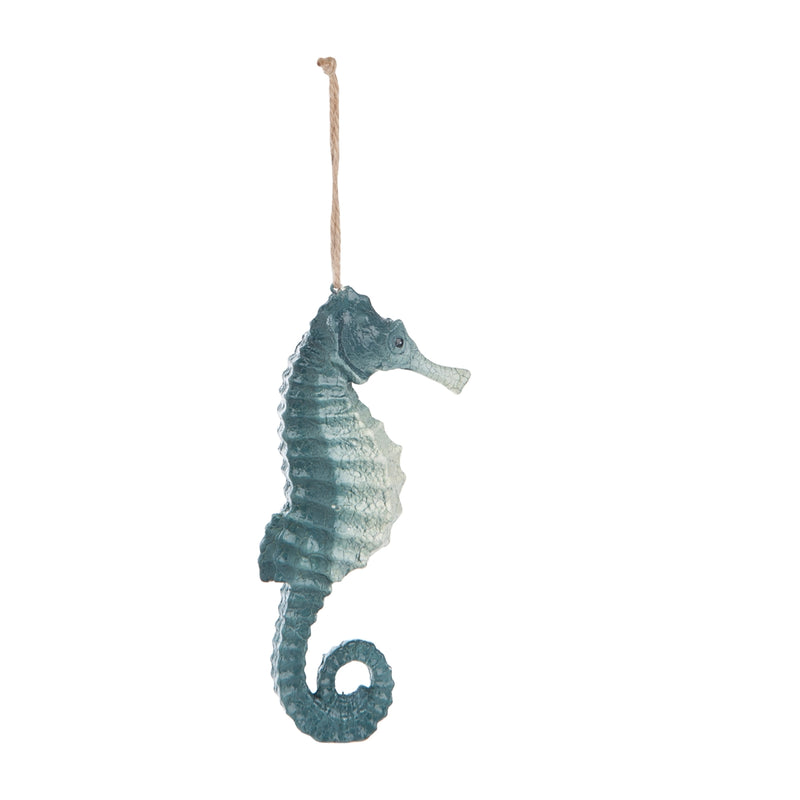 Blue Crackle Seahorse Ornament