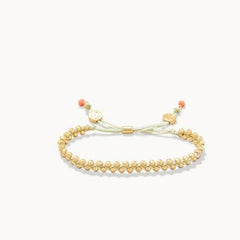 Friendship Bracelet Sage/Gold Beads & Gray/Gold Beads