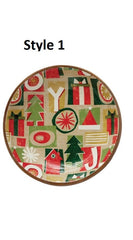 Enameled Wood Bowl w/ Holiday Pattern