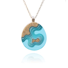 Promontory Teardrop Necklace – Sand & Resin Ocean Pendant by BoldB