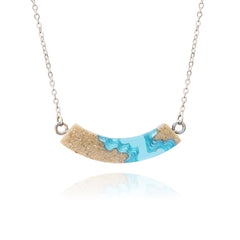 Headland Necklace – Aqua Resin & Sand Coastal Arc Pendant by BoldB