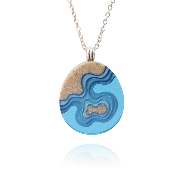 Promontory Teardrop Necklace – Sand & Resin Ocean Pendant by BoldB