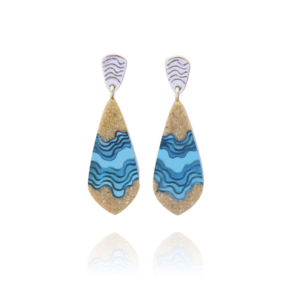 Gorge Drop Earrings – Ultramarine Sand & Resin Ocean Design by BoldB