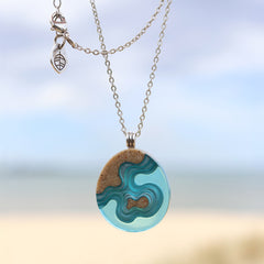 Promontory Teardrop Necklace – Sand & Resin Ocean Pendant by BoldB
