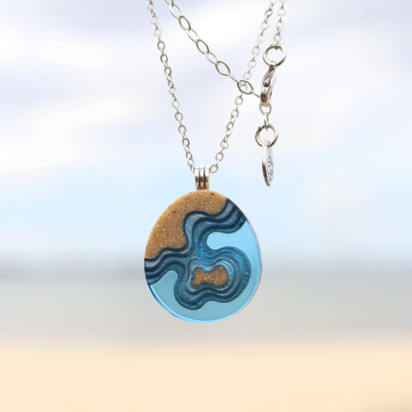 Promontory Teardrop Necklace – Sand & Resin Ocean Pendant by BoldB