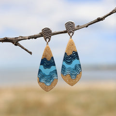 Gorge Drop Earrings – Ultramarine Sand & Resin Ocean Design by BoldB