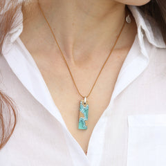 Islands Necklace – Aqua & Ultramarine Resin and Sand Pendant by BoldB