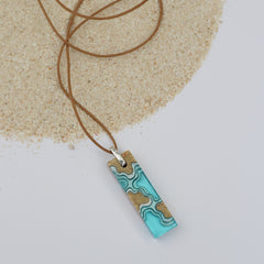Islands Necklace – Aqua & Ultramarine Resin and Sand Pendant by BoldB