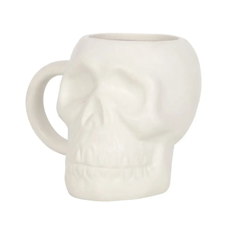 Matte White Gothic Halloween Skull Mug