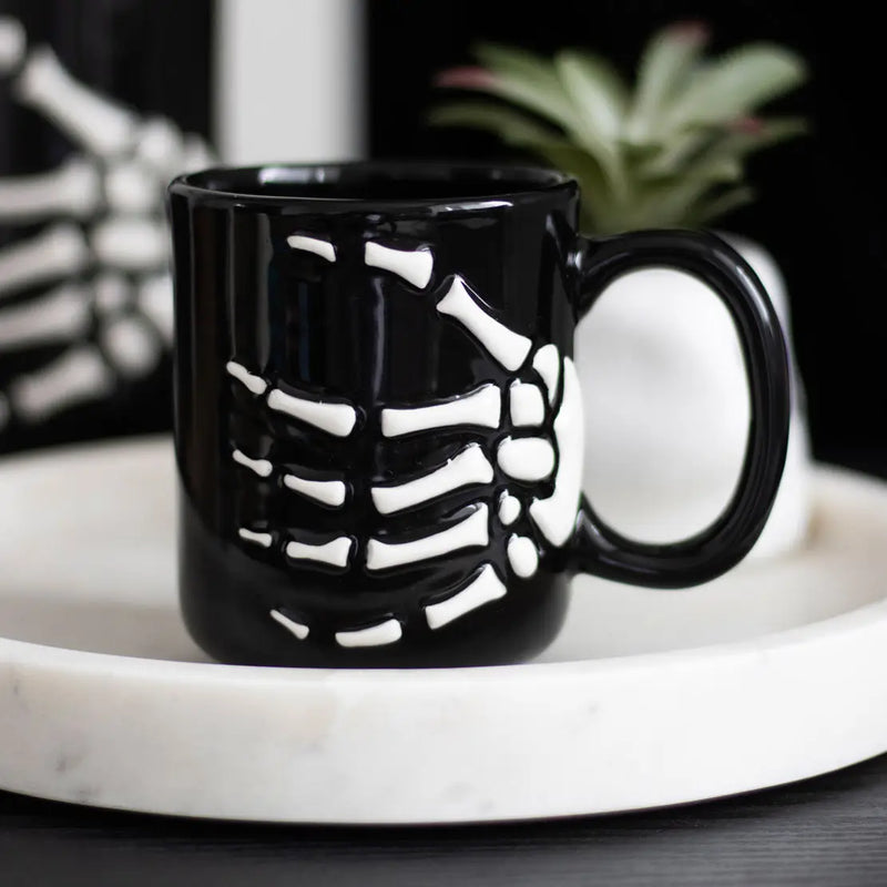 Gothic Halloween Skeleton Hand Mug