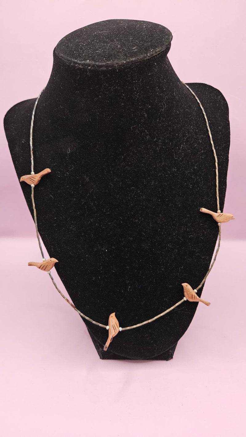 10.5" Carved Vintage Bird Necklace - Handmade Minimalist Natural Jewelry - NecklaceLoving Coastal Living