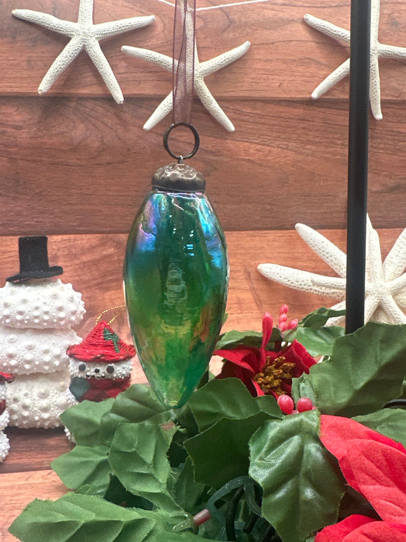 2" Emerald Luster Conical Glass Decoration