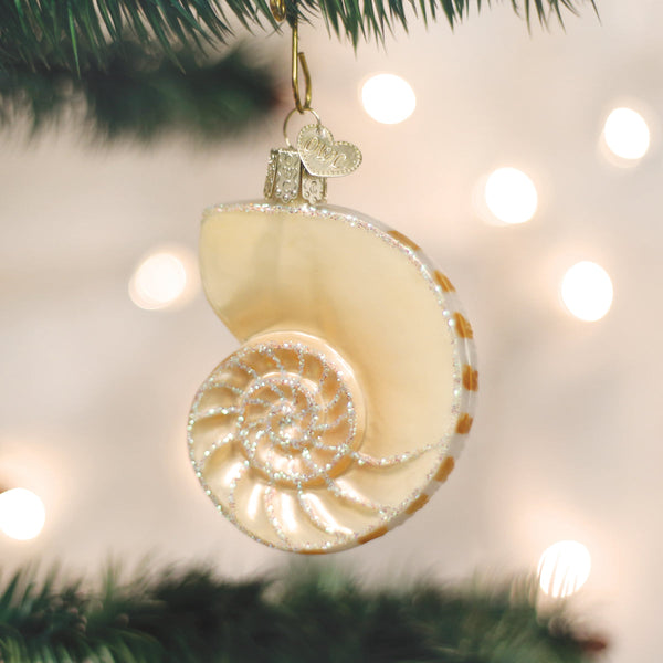 Nautilus Shell Glass Ornament
