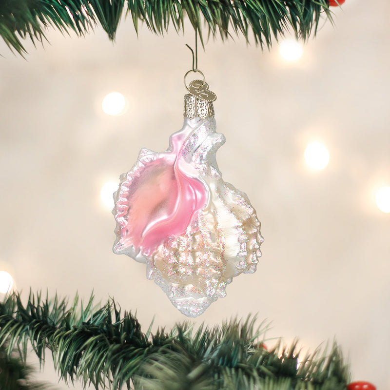 Pink Murex Shell Ornament- Blown Glass Seashell