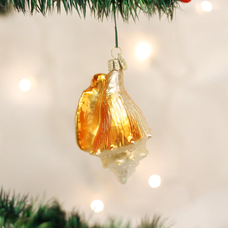 Golden Seashell Glass Ornament