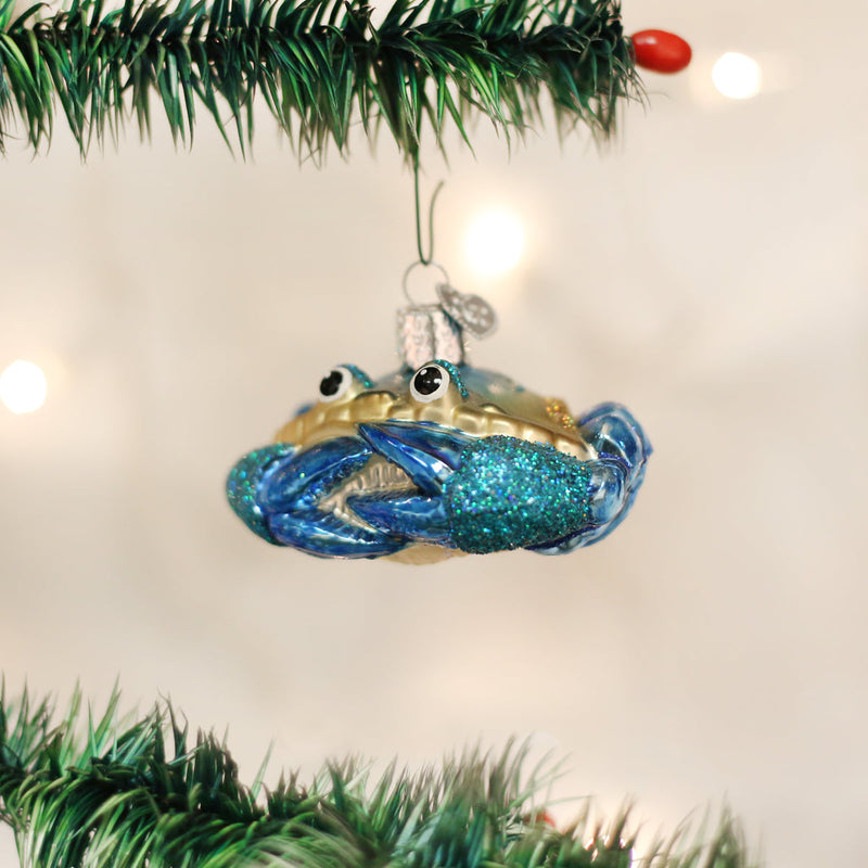 Blue Crab Glass Ornament