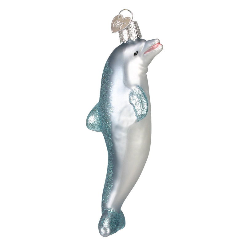 Playful Dolphin Glass Ornament