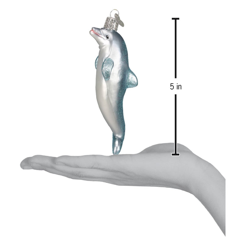 Playful Dolphin Glass Ornament