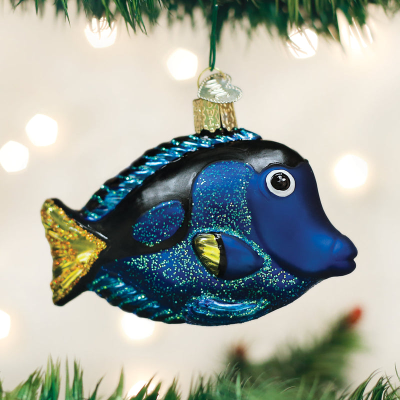 Pacific Blue Tang Glass Ornament