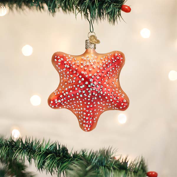 Red Starfish Glass Ornament