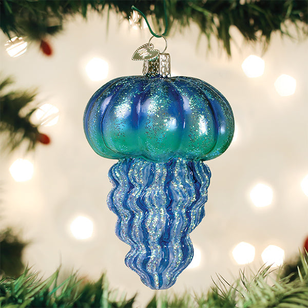 Blue Jellyfish Glass Ornament