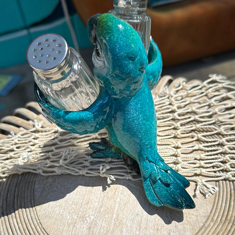 Blue Parrot Salt & Pepper Shakers