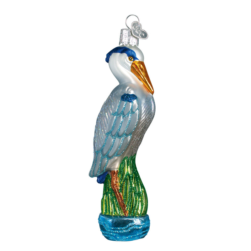 Great Blue Heron Ornament- Blown Glass