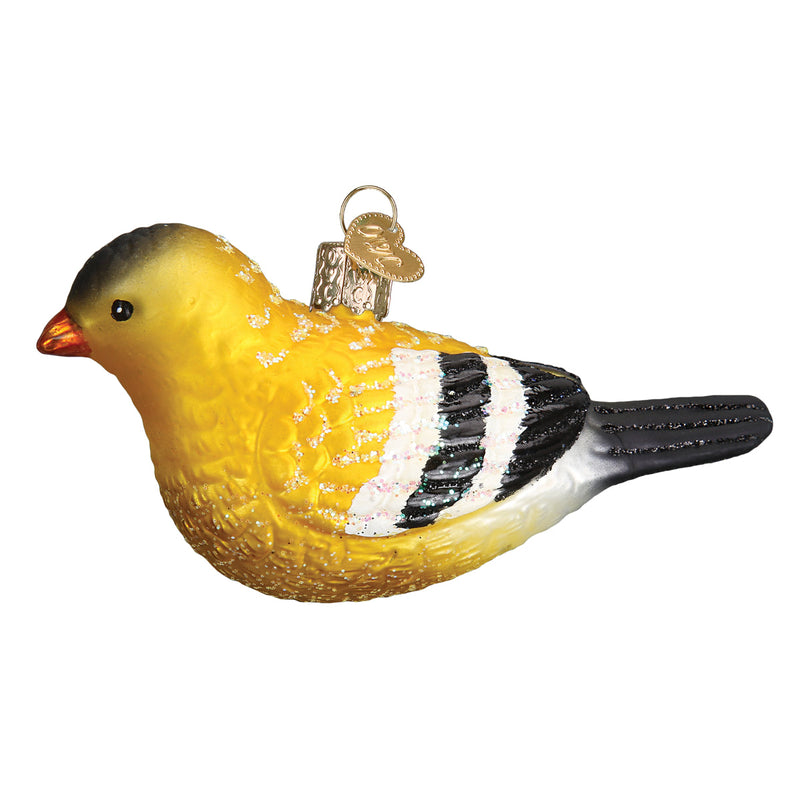 Hanging American Goldfinch Glass Ornament