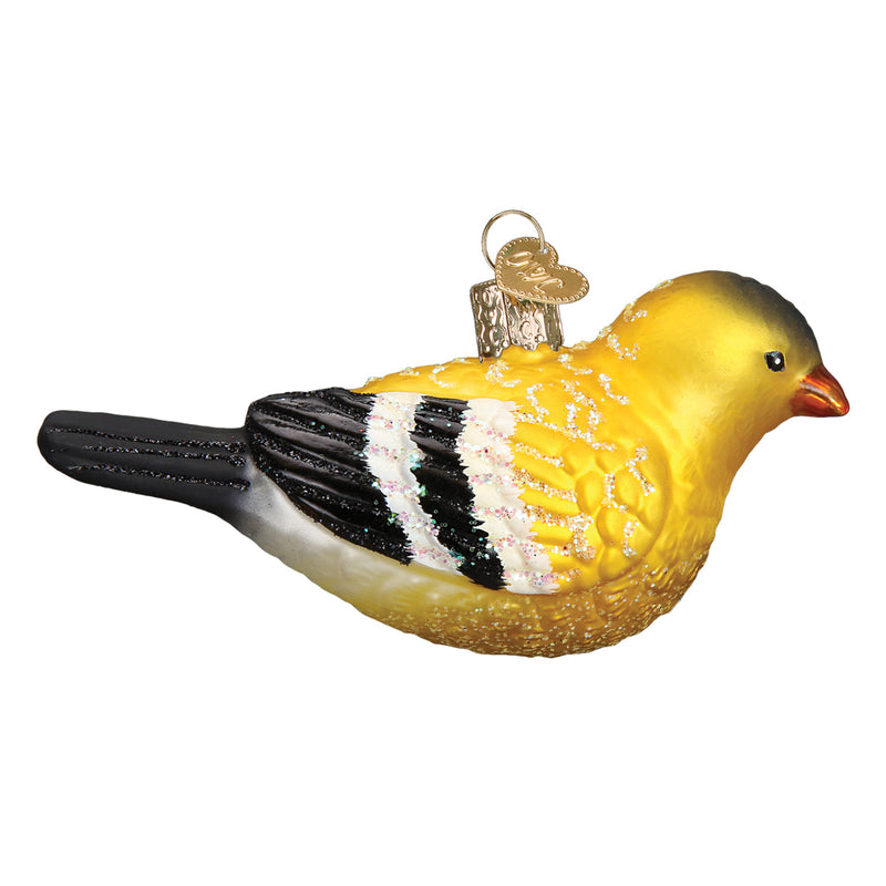 Hanging American Goldfinch Glass Ornament