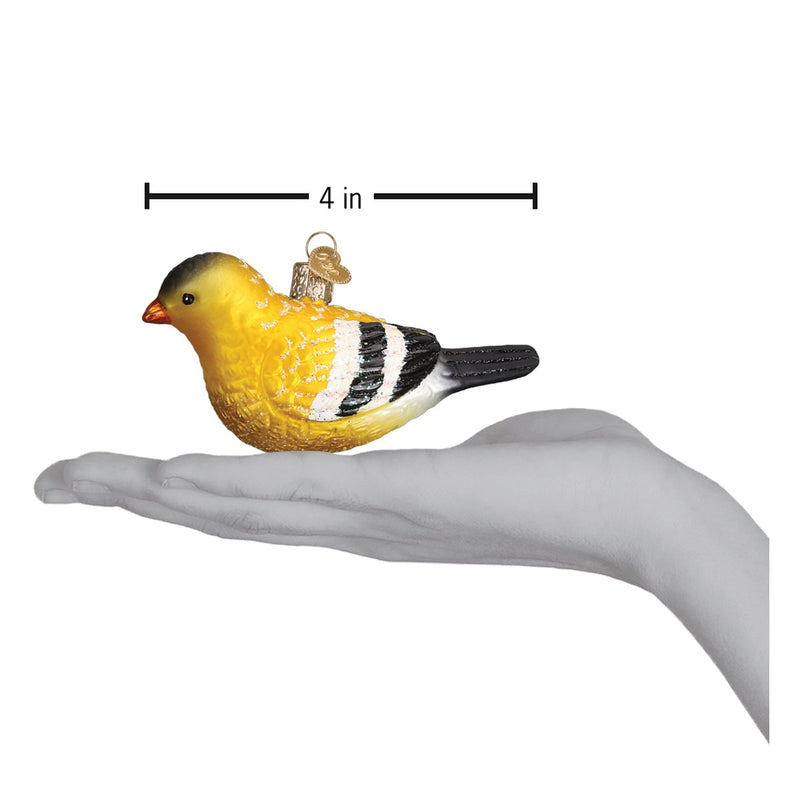 Hanging American Goldfinch Glass Ornament