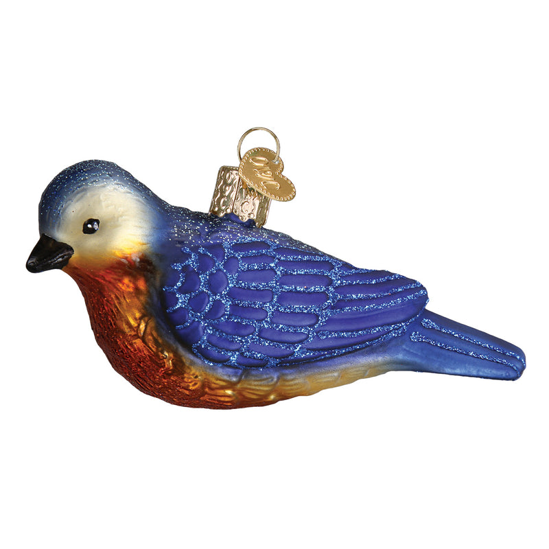 Hanging Western Bluebird Glass Ornament